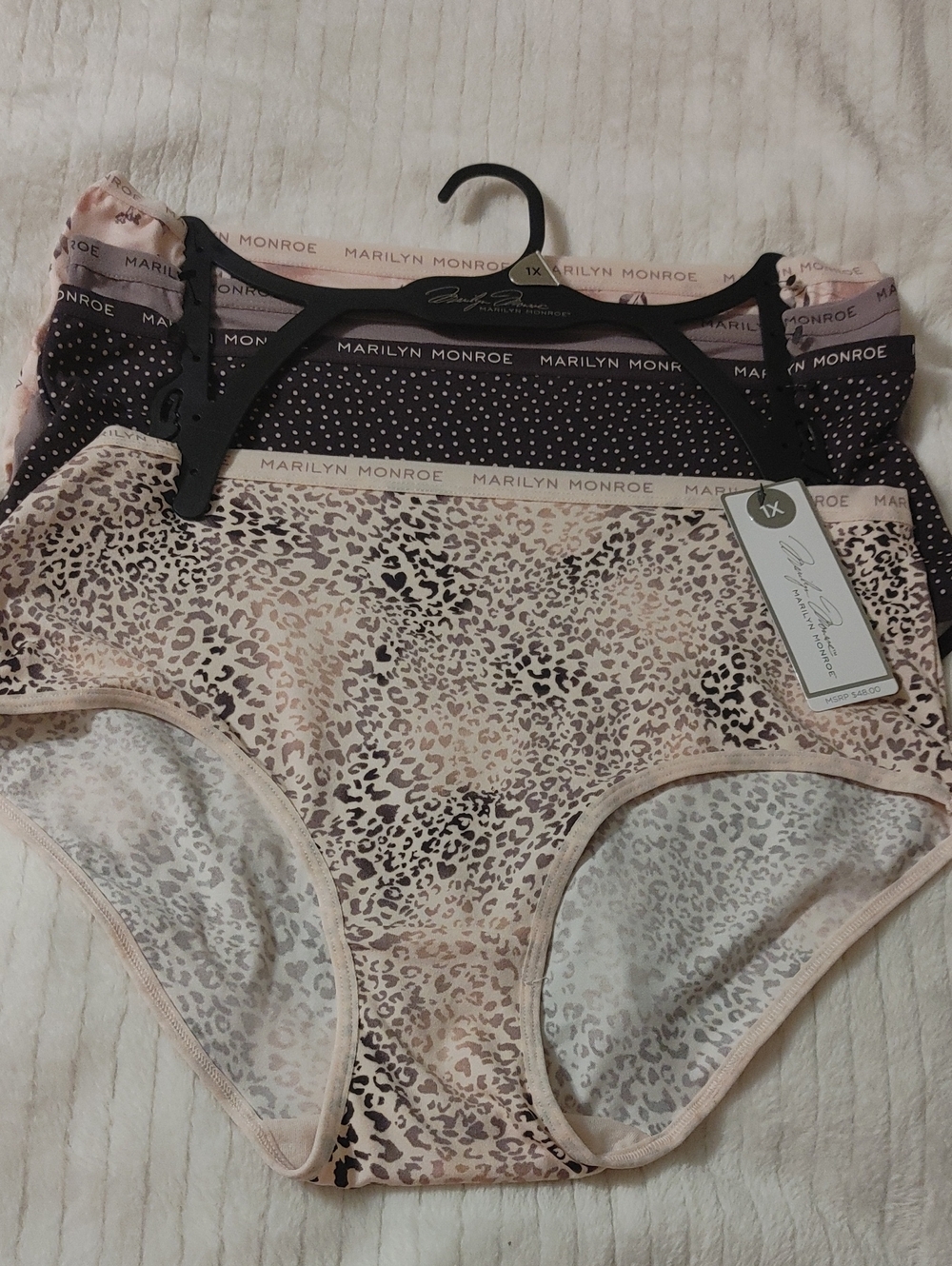 Marilyn Monroe Leopard & Polka Dot Bikini Brief Set in Pink Tones